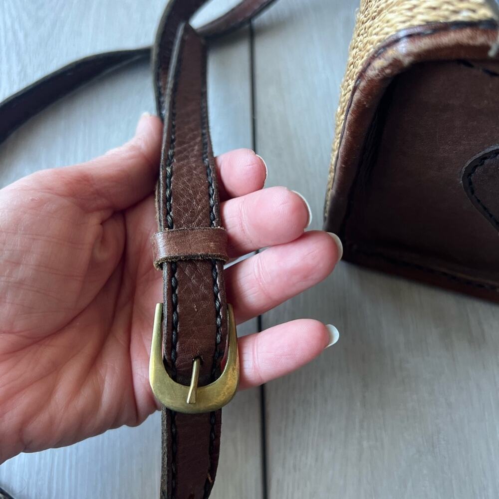 Vintage Leather woven bucket bag brown tone safari tan - Picture 9 of 11